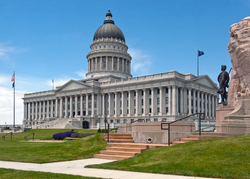 Utah Capitol Building and the Mormon Battalion Monument