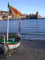 Fishing Boat Flies the Catalan Flag