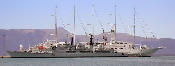 Wind Star and HMS York Docked in Corfu